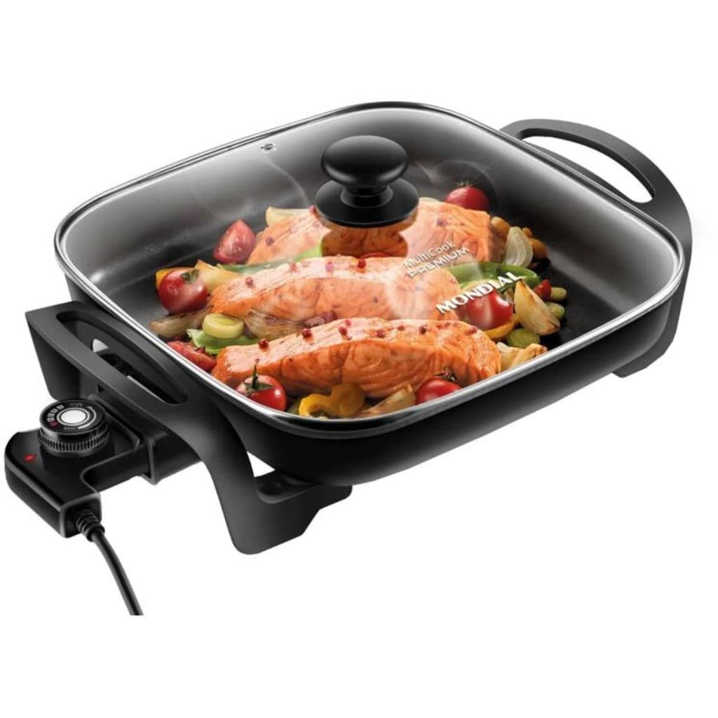 Panela Elétrica Grill Mondial Multicook 110v Premium Preto 1200w 5 Temperaturas
