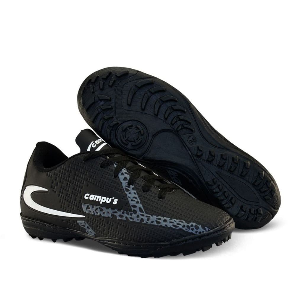 Chuteira Society Masculina Grama Sintetica Esporte Futebol Preto Grafite