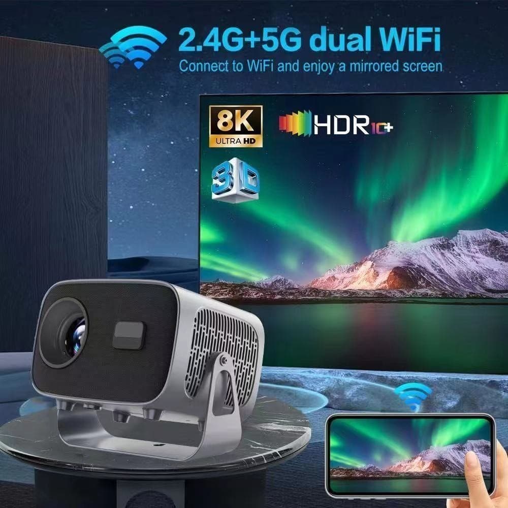 Projetor A10 Android TV 4K Dual Band WIFI 6.0 Bluetooth 5.0 Cinema Portátil Escritório Sala