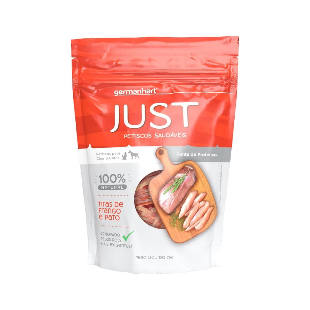 Petisco Natural Just Slice Mix Frango e Pato Cães Gatos 75g
