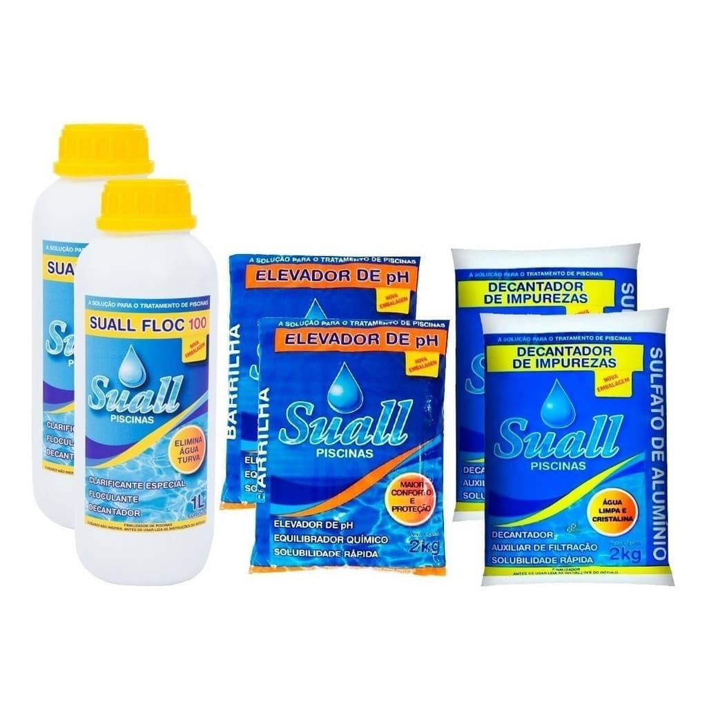 Kit Tratamento Produtos Piscinas 2sulfato+ 2barrilha+ 2clarificante
