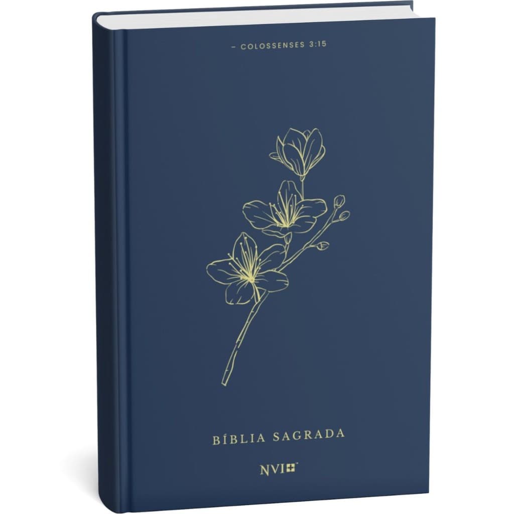 Bíblia Sagrada | NVI | Letra Normal | Capa Dura com Fitilho | Capa Luxo Azul Paz de Cristo