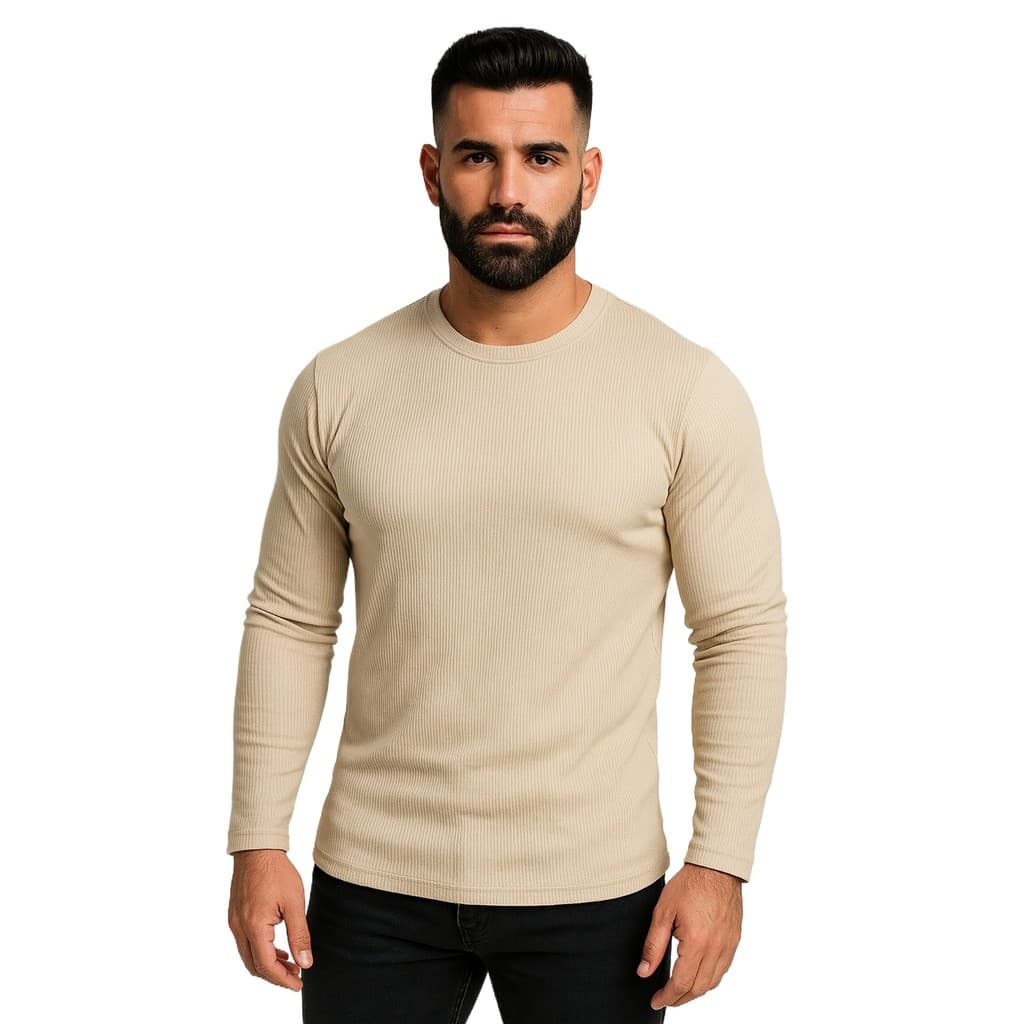 Casaco Cacharréu Blusa Manga Longa Canelada Masculina Casual Estilosa Slim