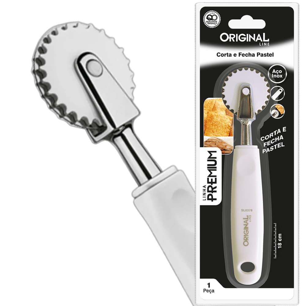 Carretilha Corta e Fecha Pastel  Cortador Fechador Massas Aço Original Inox