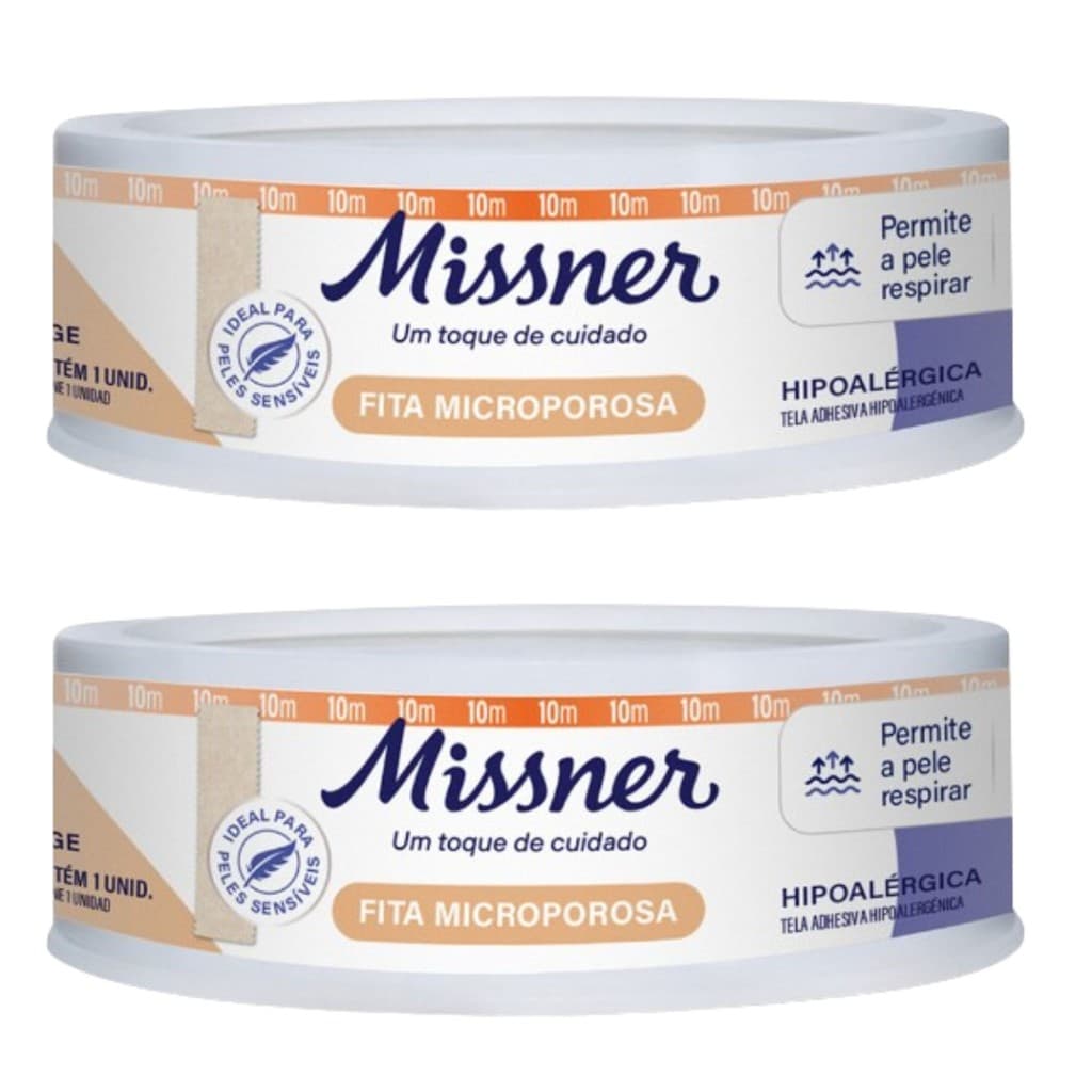 Kit 2 Fita Microporosa Bege 1,2cm X 10m - Missner
