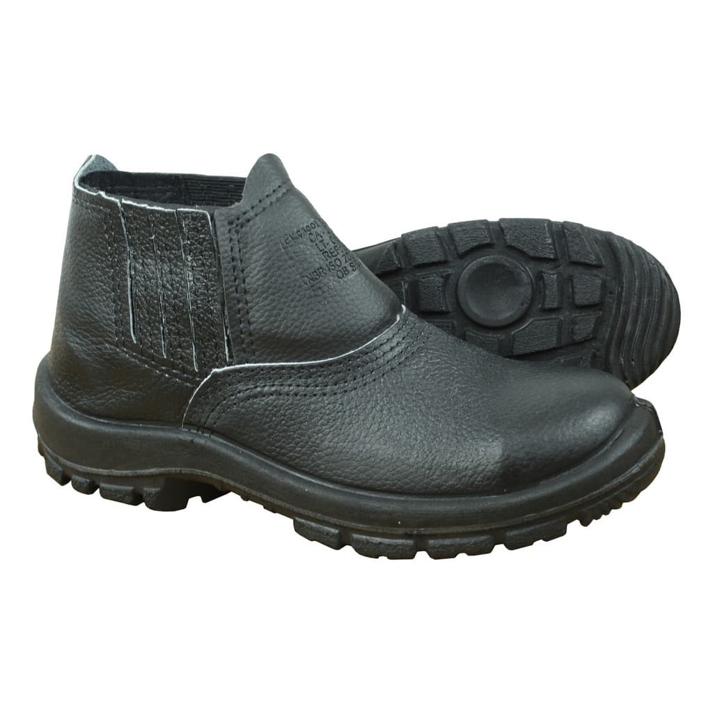 Bota Botina Butina de Segurança Trabalho Couro Crival Elástico Reforçada