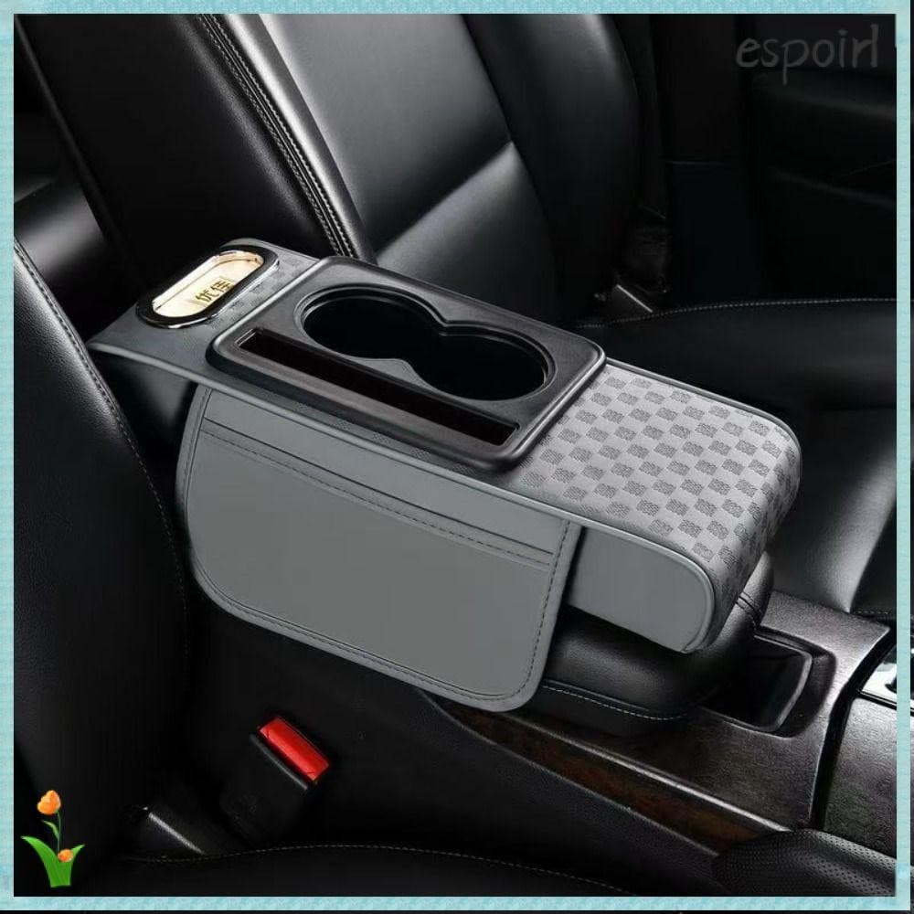 Almofada De Apoio De Braço Do Console Central ESPOIR , Multifuncional Portátil , Couro PU Com Porta-Copos Caixa De Tecid