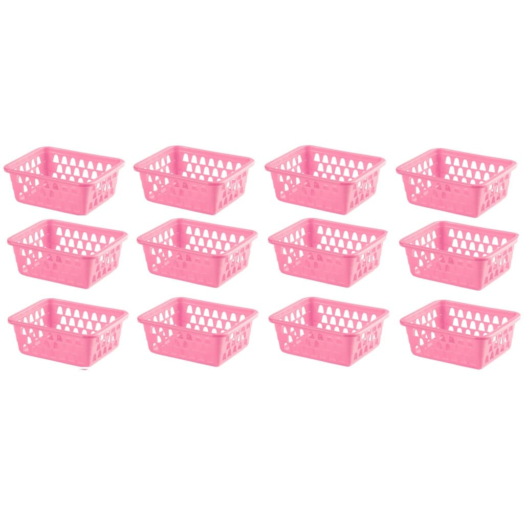 Kit 12 Cestos Organizador Multiuso Cestinho Gaveta Rosa