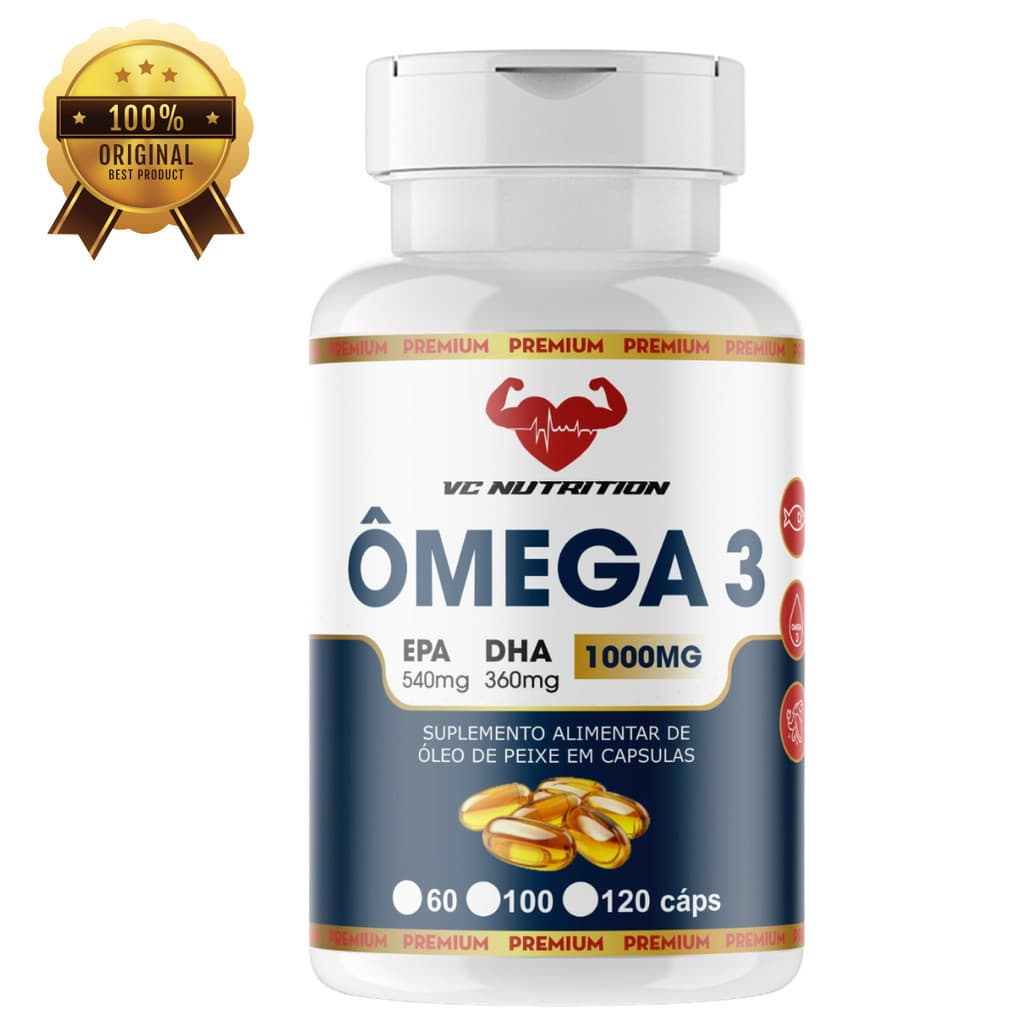 Ômega 3 EPA  540mg / DHA 360MG - 1000MG - 120CPS - VC NUTRITION