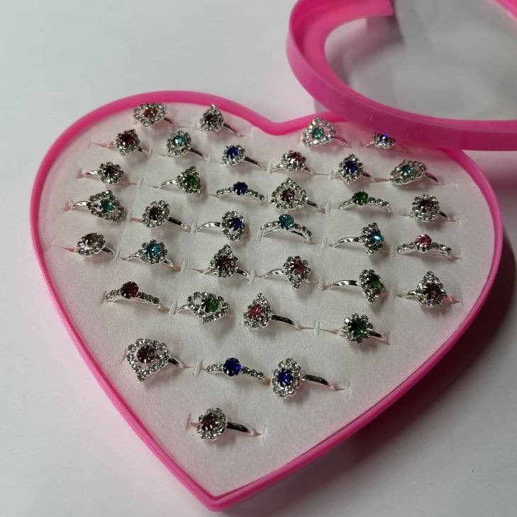 Anéis Infantil Com Strass Menina Princesa Ajustáveis Sortidos