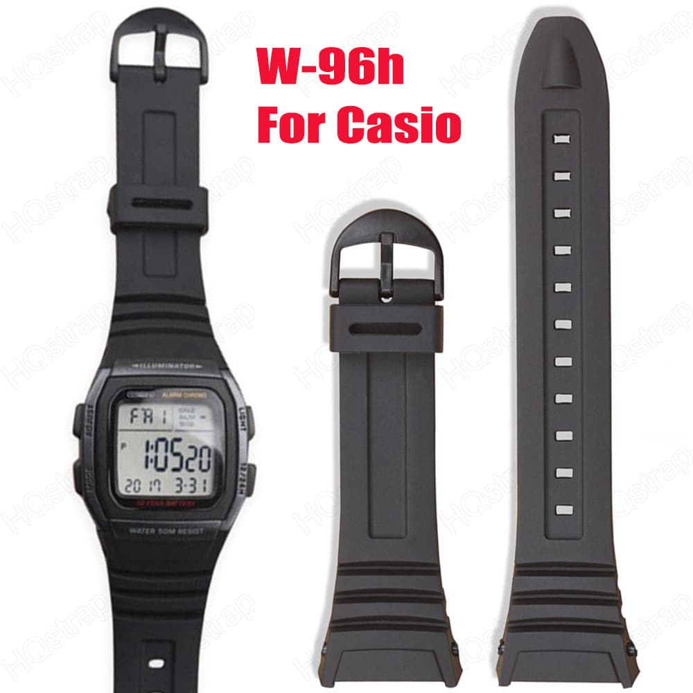 Pulseira De 18 Mm Para Relógio Casio W-96h Borracha PU Modelo 3239 À Prova D'água