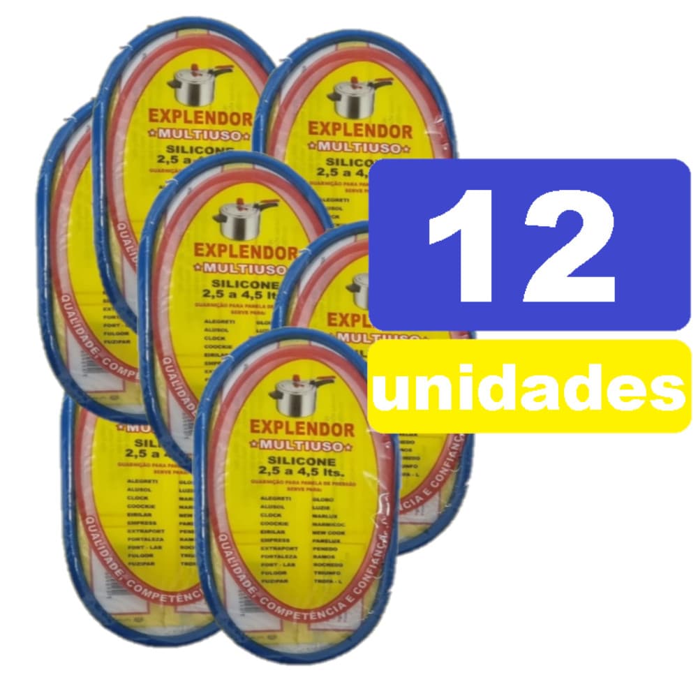 Kit 12 Borracha panela de pressão Silicone universal 4,5lts