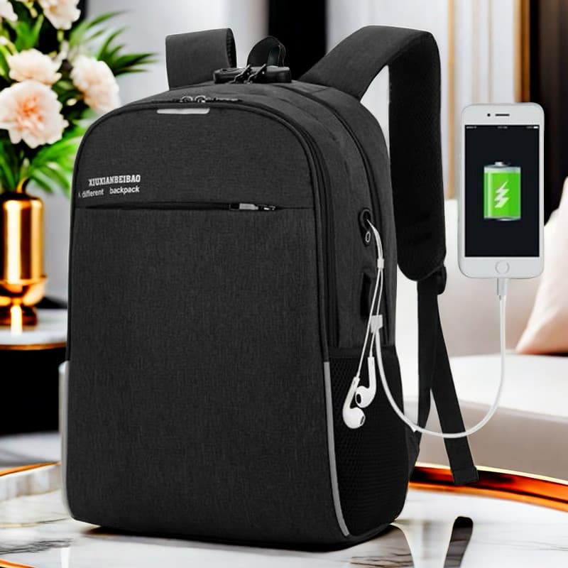 Mochila Notebook Anti Furto E Anti-roupo Com Cadeado E Entrada Fone De Ouvido E USB