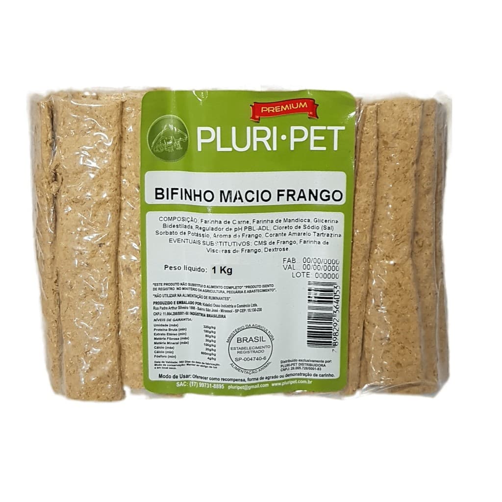 Bifinho Macio  - PLURI-PET - Sabor Frango - 1 Kg