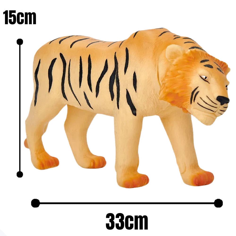 Boneco Tigre Safari 33cm - Brinquedo Animal Realista em Vinil, Ideal para Crianças e Colecionadores