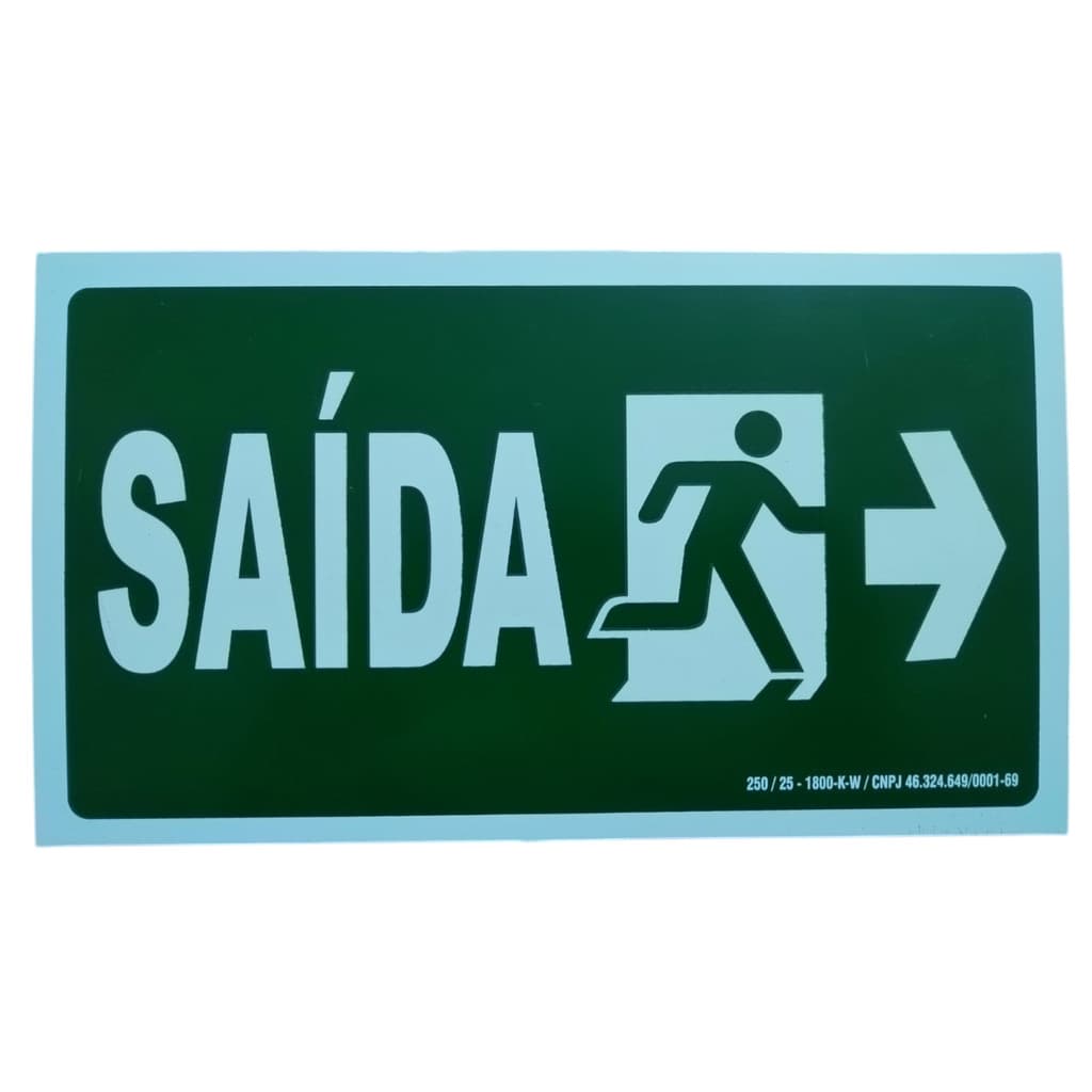 Kit 2 Placas Fotoluminescentes em PVC - SAÍDA a Direita - para Sinalização em Prédios e Edificações