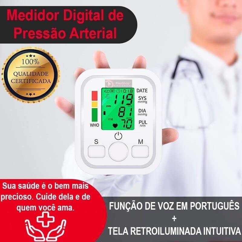 Monitor Digital Pressão Arterial Braço Totalmente Automático Profissional