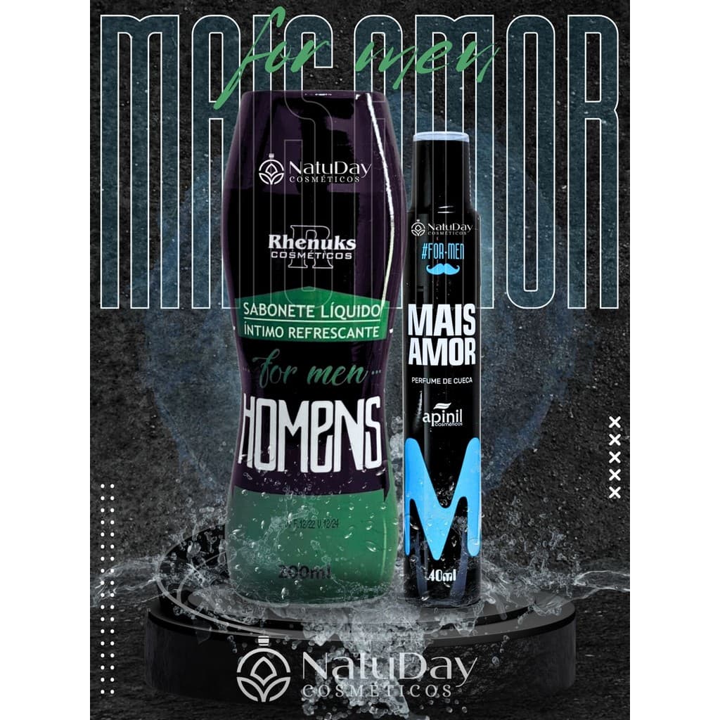 Kit Íntimo For Men Mais Amor 1 Sabonte + 1 Perfume de Cueca (Para Homens)