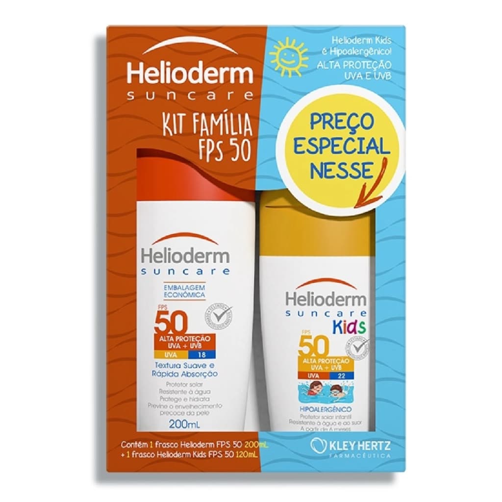 Protetor Solar Fps50 Helioderm Família 200ML + Kids 120ML