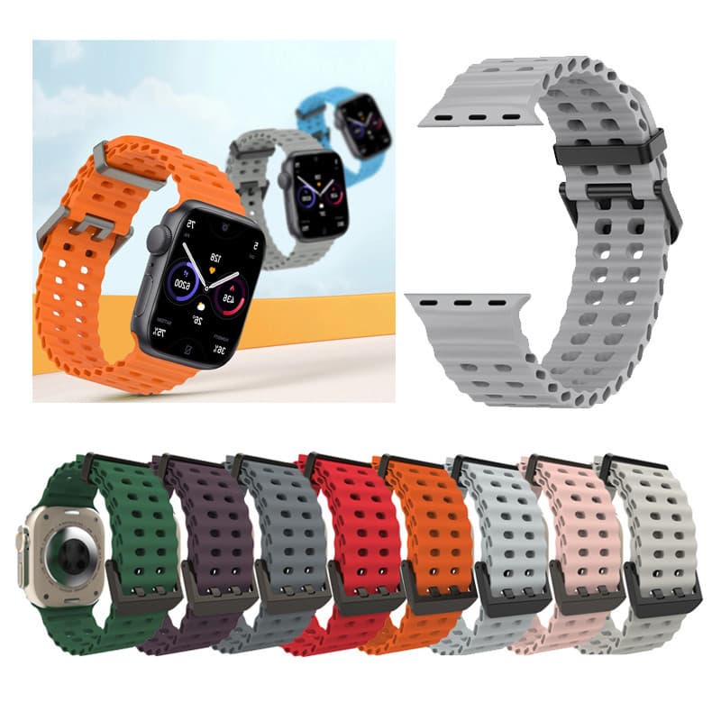 Pulseira De Silicone Strato Respirável Modelo Esportivo 46/45/44/42/40/38mm Ultra 2 49mm iWatch