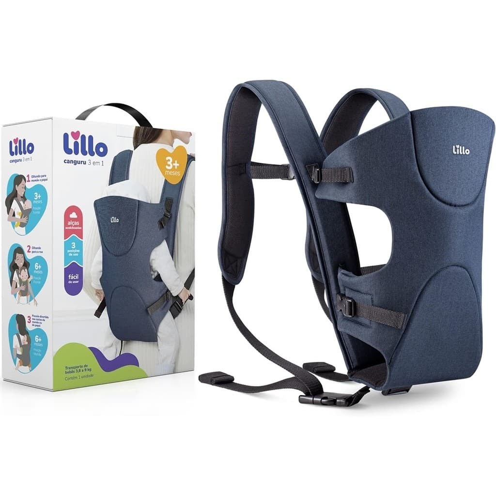 Canguru Carregador de Bebê 3 Posições Até 9kg Lillo 3+ Meses
