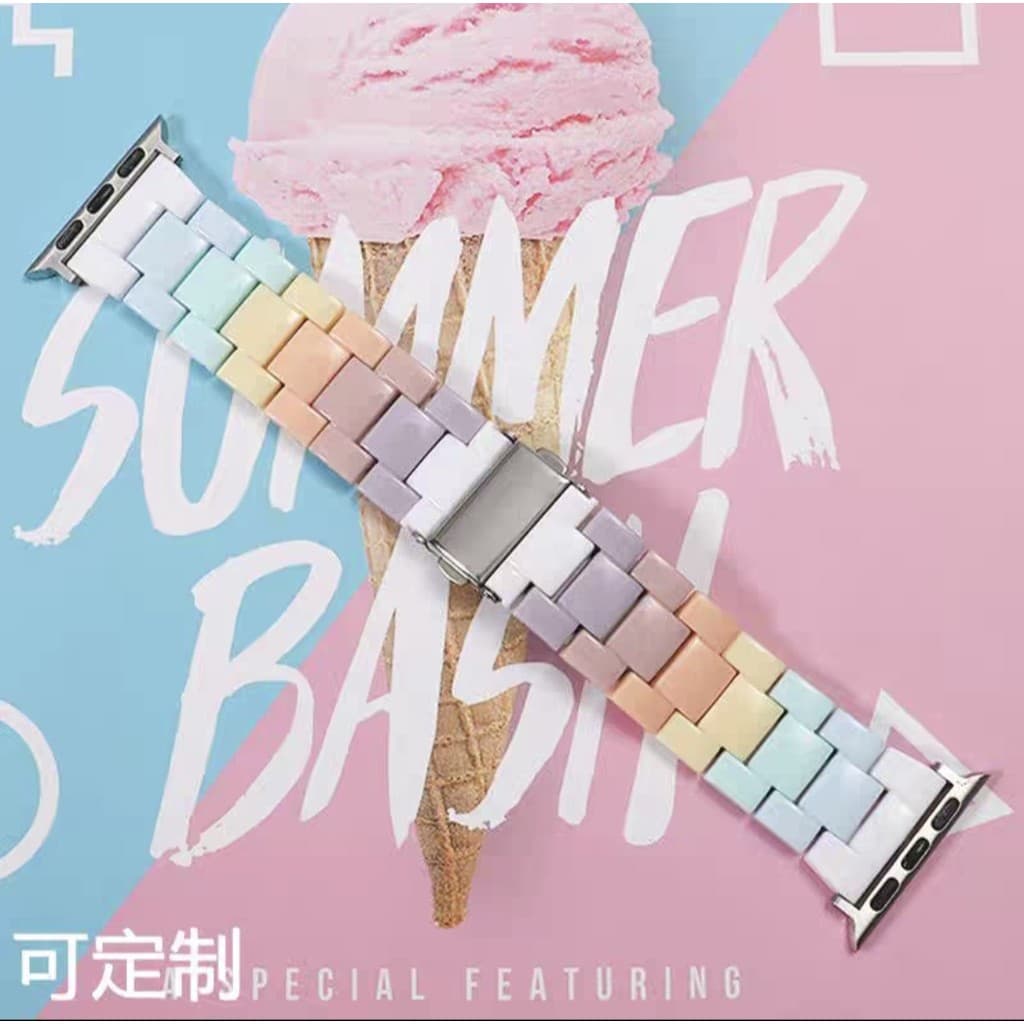 Pulseira adequada para se 1 2 3 4 5 6 7 8 ultra ultra2 resina acrílica arco-íris transparente se alça reta