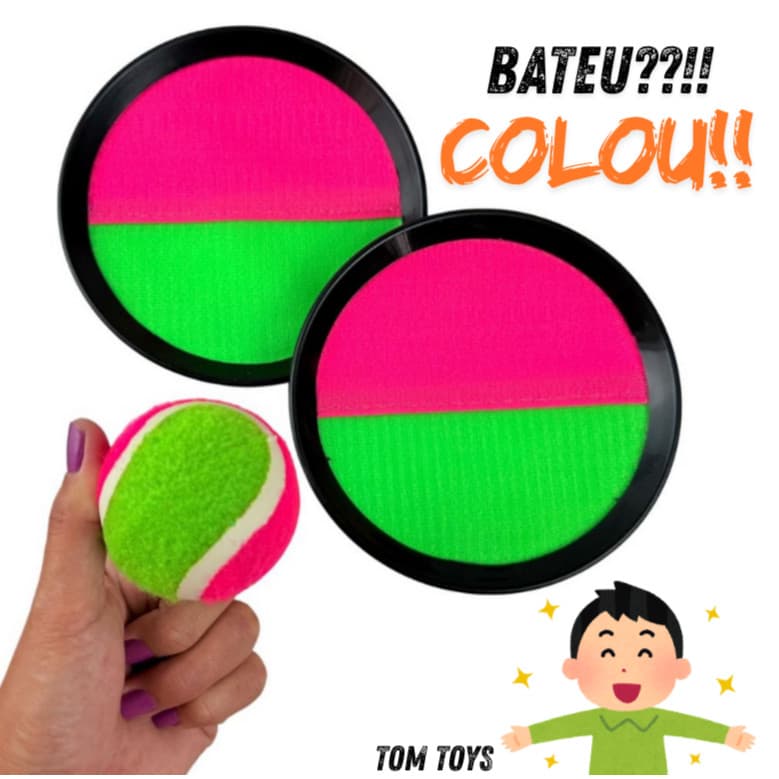 Kit Raquete Frescobol Bateu Colou Peteca Tênis C/ Bolinha Bate Gruda