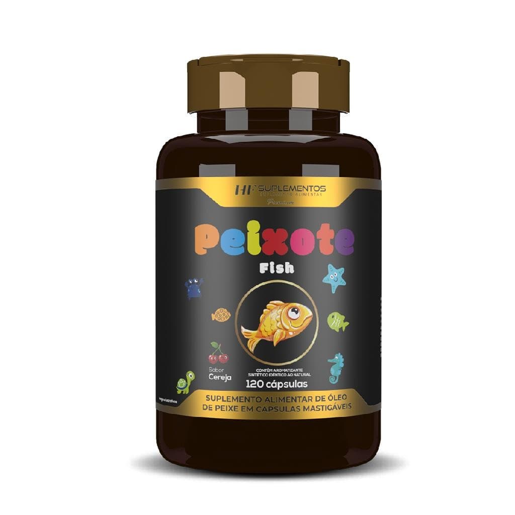 Peixote Omega 3 Kids Mastigável HF Suplementos 120 Caps Óleo de Peixe Infantil Sabor Cereja Doce