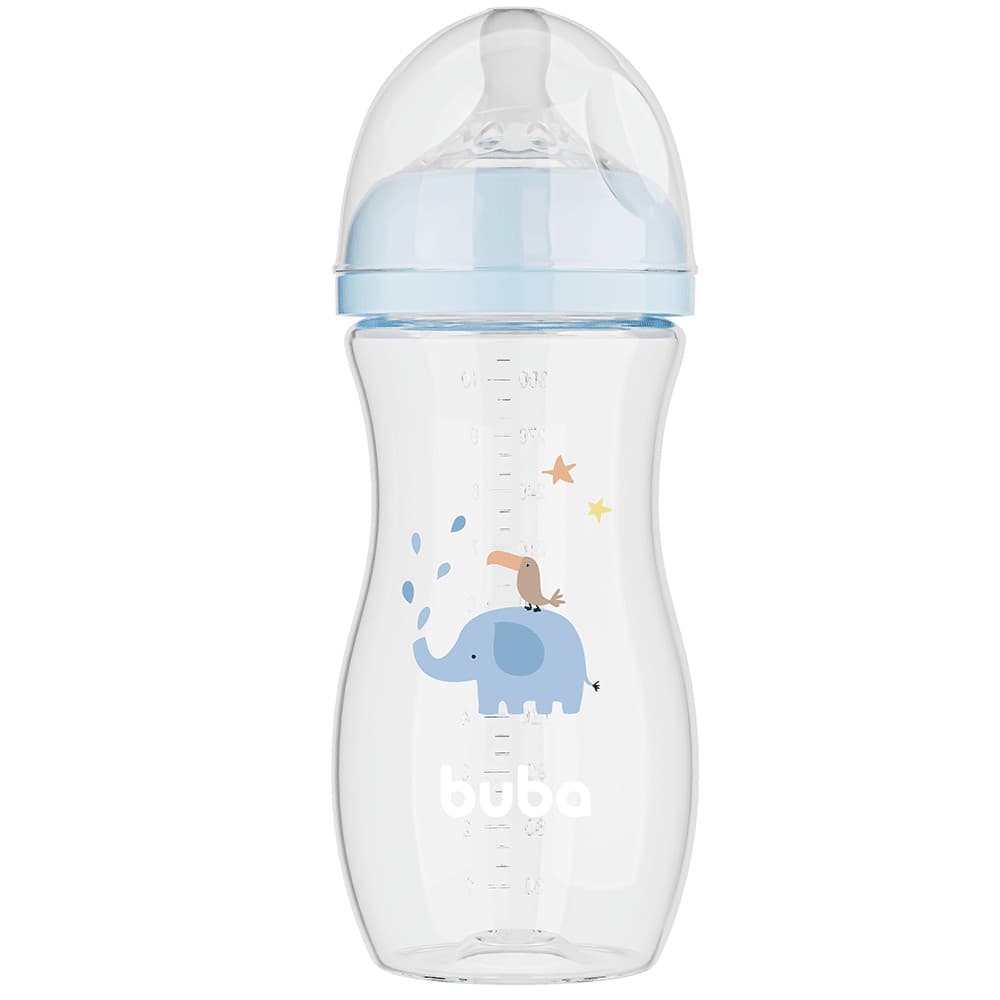 Mamadeira Easy Flow Elefante Azul 330ml +4 Meses Anticólica - Buba