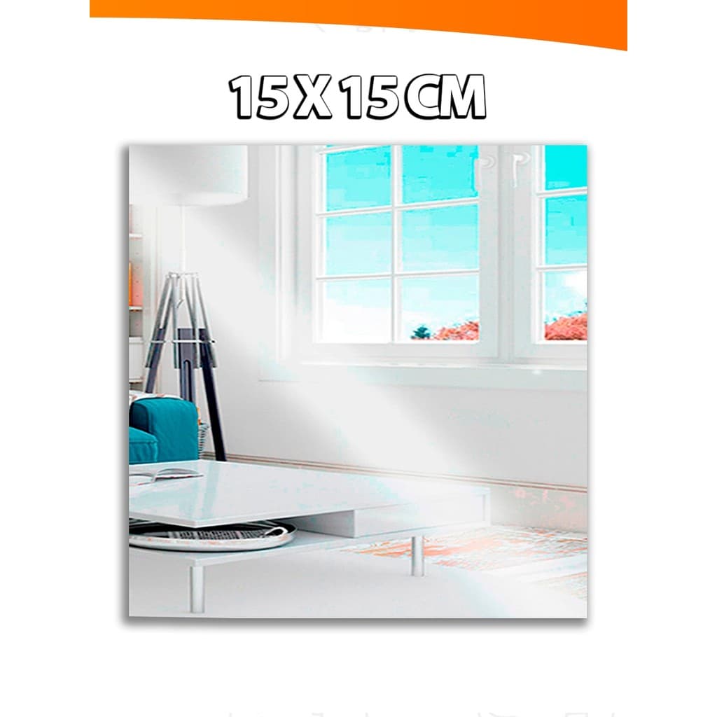 Espelho Auto Adesivo Acrilico Decorativo Retangular 15x15 Sala Banheiro Kolling Sell