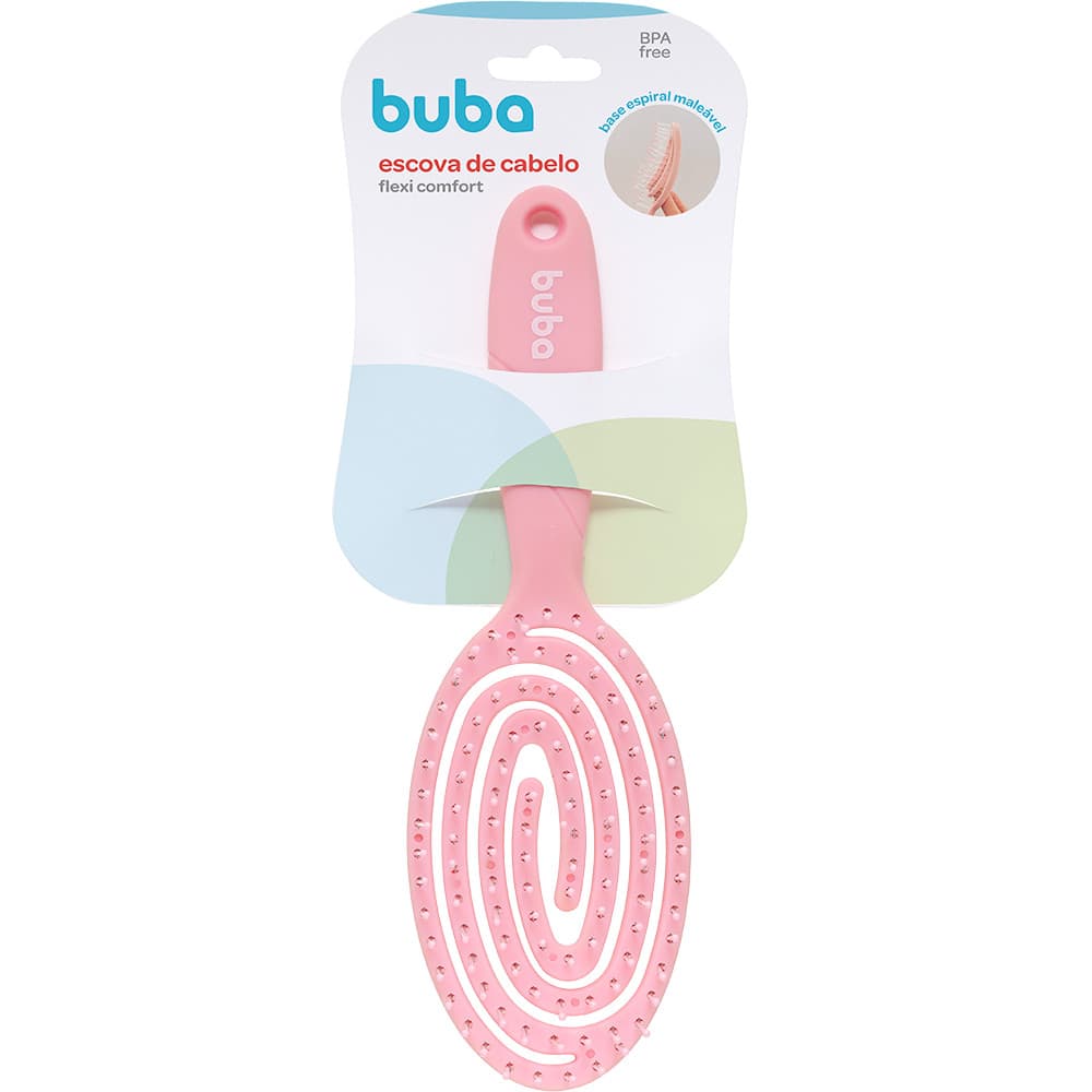 Escova De Cabelo Infantil Cerdas Macias Desembaraçante Flexi Confort Rosa Pentear Cabelo Bebe Buba