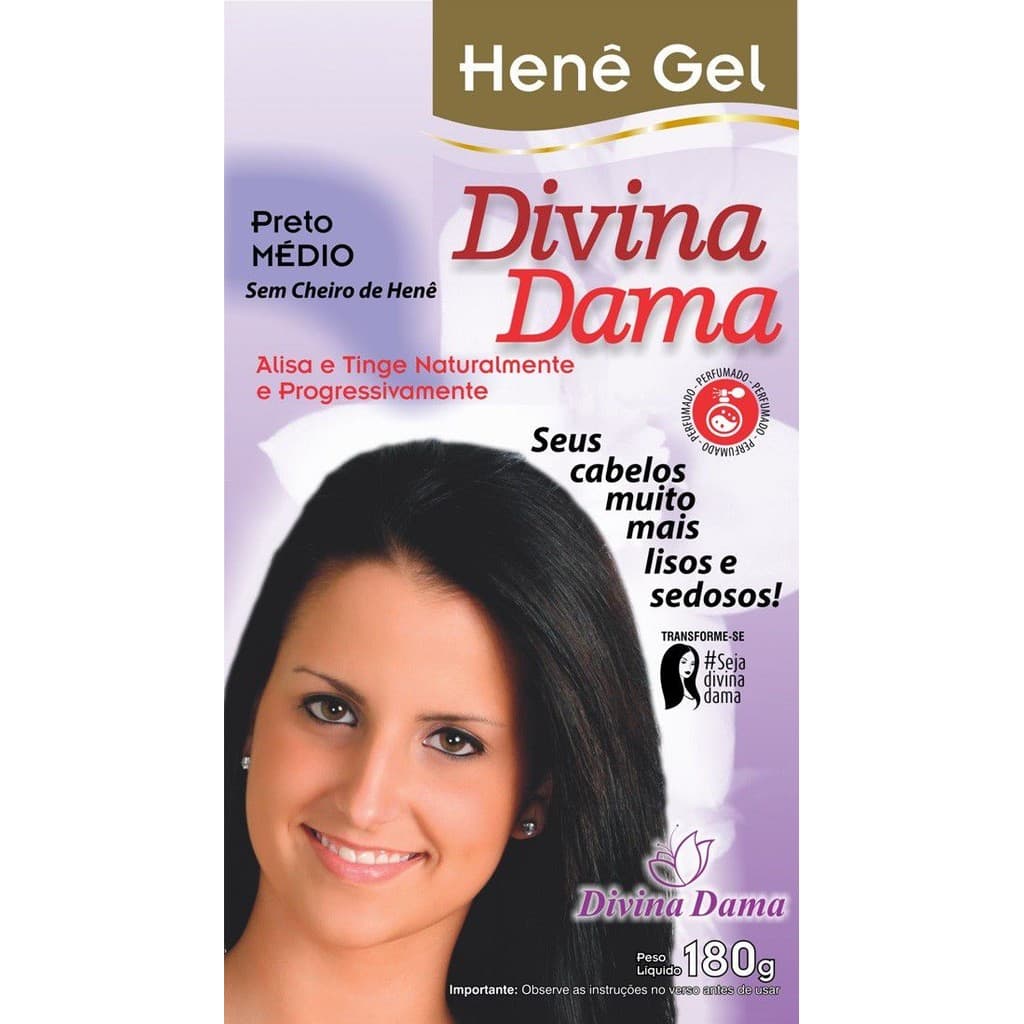 Hene de Cabelo Gel Preto Mèdio Pouch Divina Dama 180g.