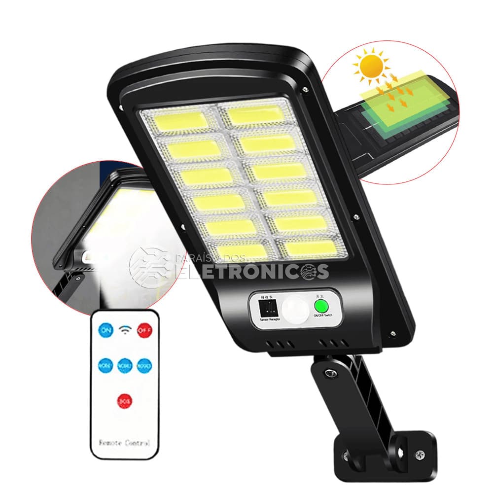 Refletor Luminária Solar LED 600W Sem Fio Com Sensor de Presença e Controle Remoto LKY0018A