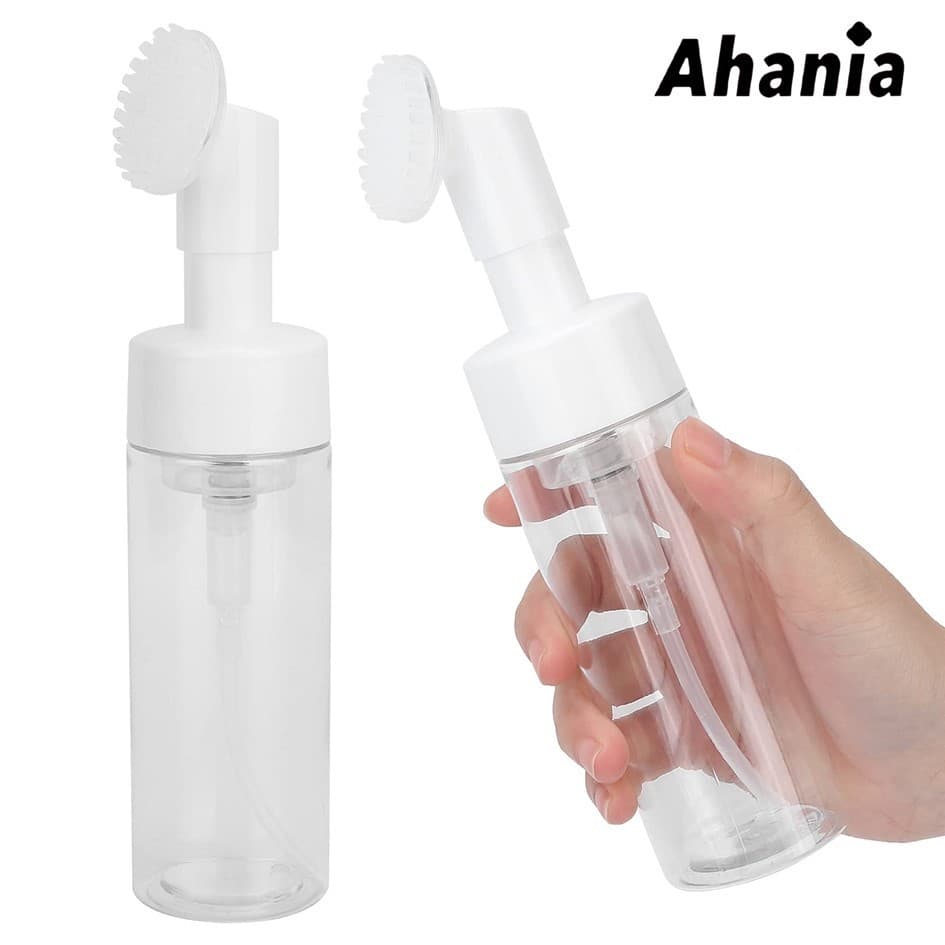 Ahania Garrafa Frasco Pump Espumador Para Limpeza Facial Skin Care Com Escova De Silicone Portátil Para Viagem