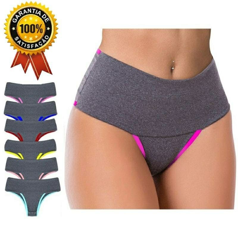 Kit Calcinhas Fitness Cós Alto Calcinha Seca Barriga - Paloma