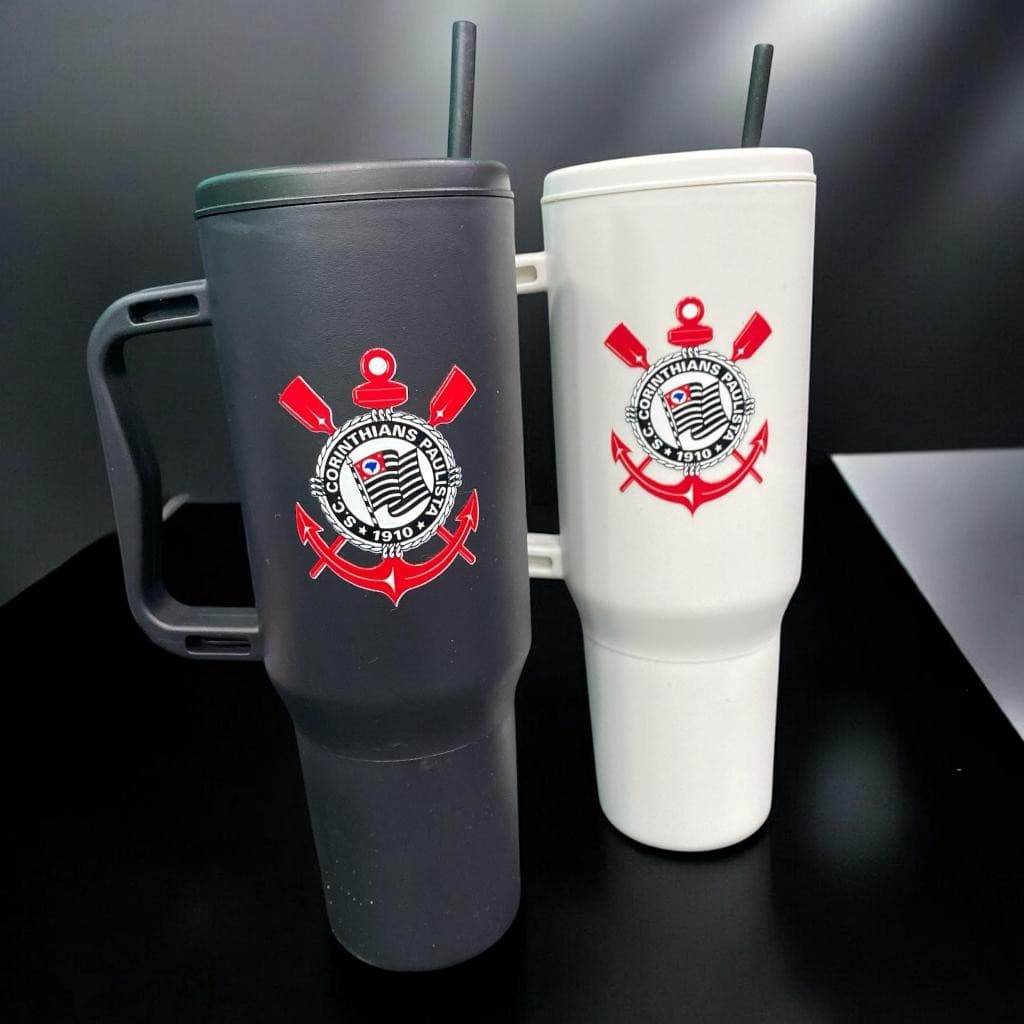 Copo com Canudo Corinthians 1200ml Em Policarbonato Sport Club Corinthians Paulista
