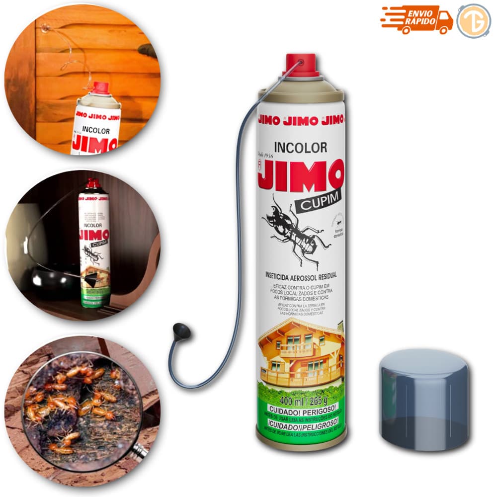 Jimo Cupim Spray Aerosol 400ml - Mata Cupim e Formigas - Com Agulha Aplicadora