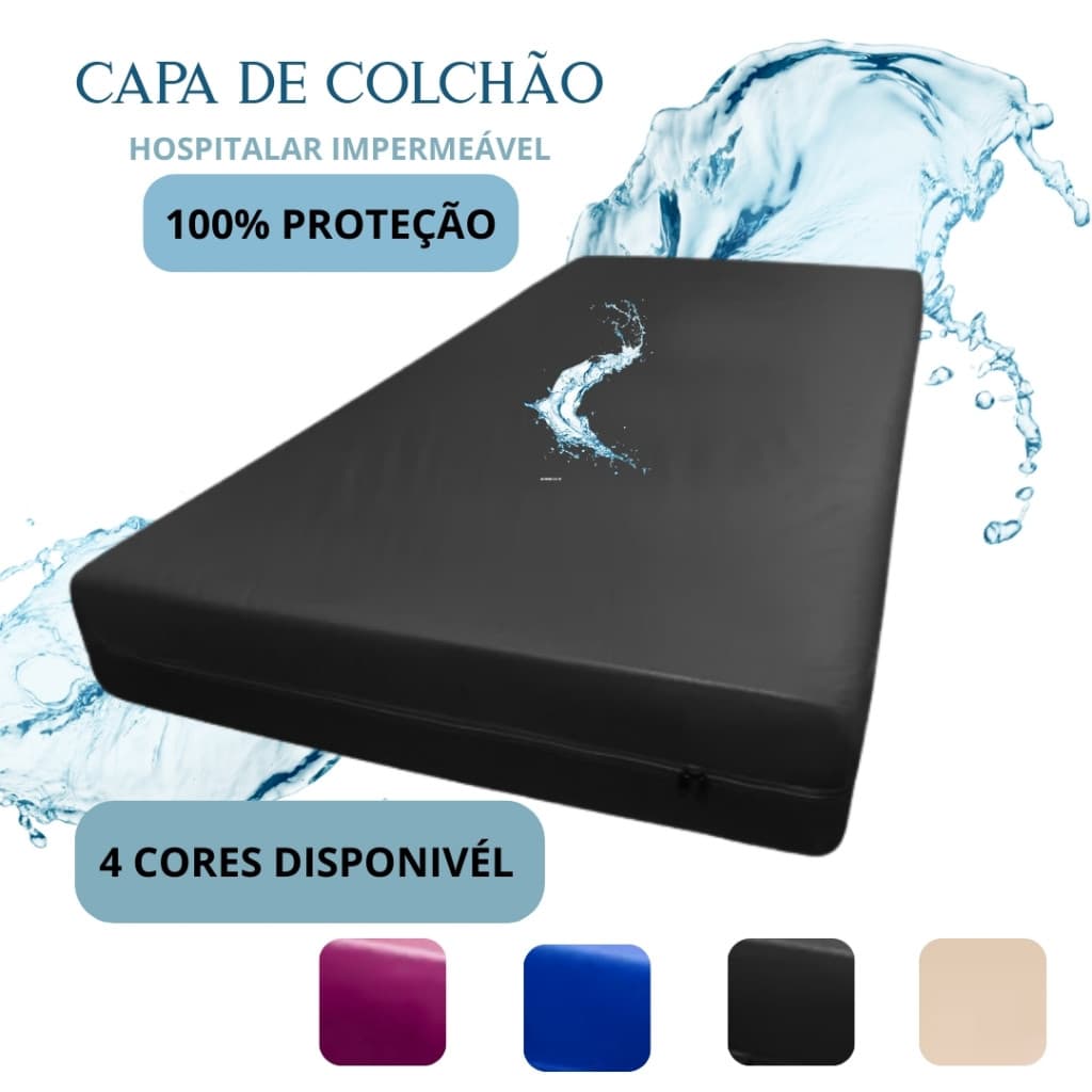 Capa de Colchão Impermeável Solteiro Com Ziper Capa Hospitalar