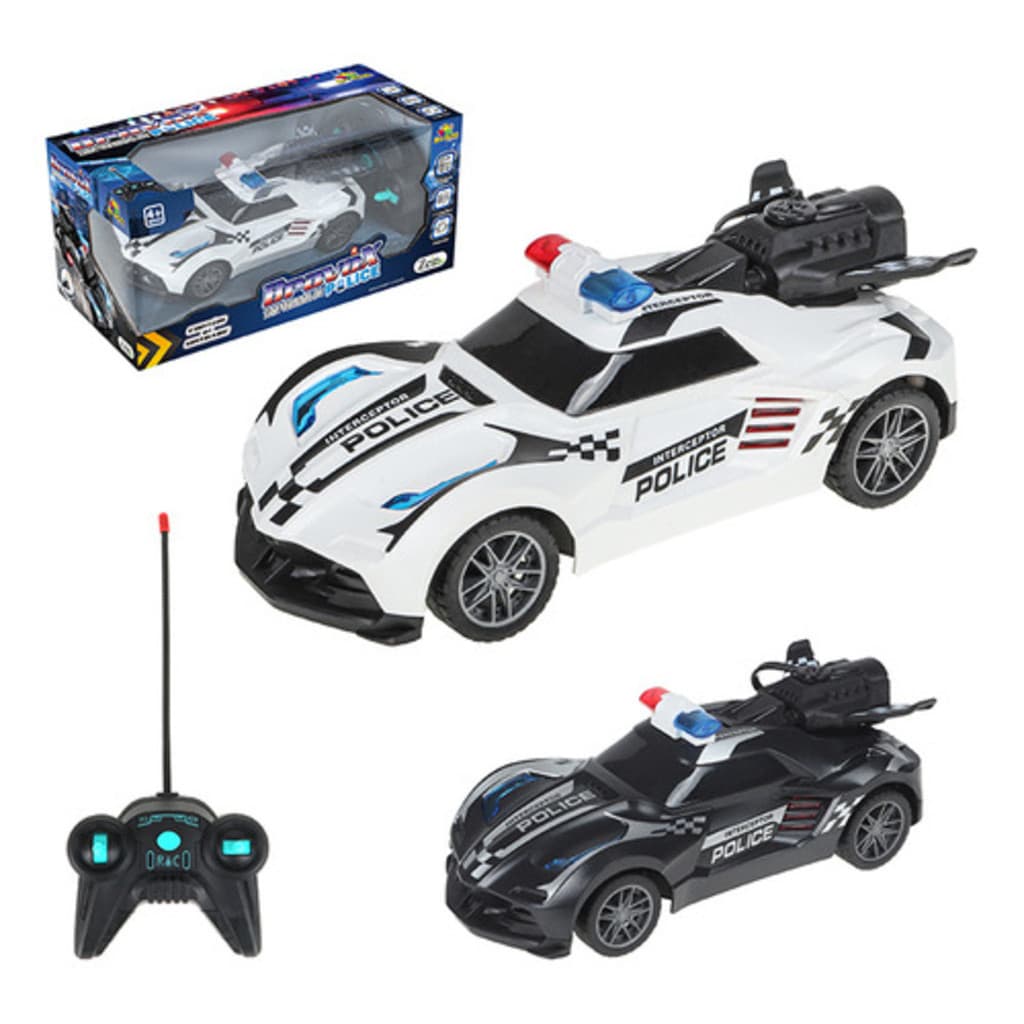 Carrinho De Controle Remoto Polícia 7 Funções Luzes Fumaça Cor Branco