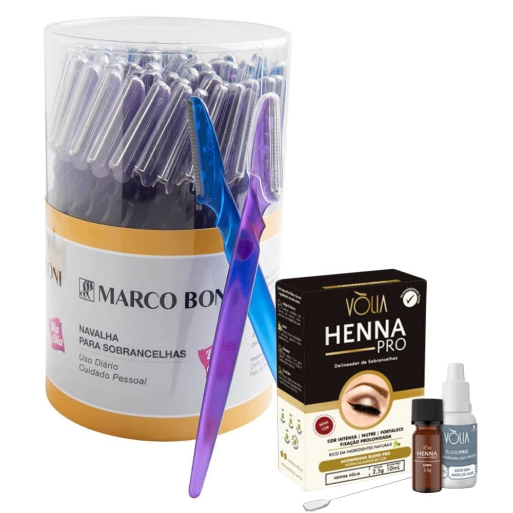 KIT 20UN NAVALHA INDIVIDUAL PARA SOBRANCELHAS E HENNA LOIRA VOLIA