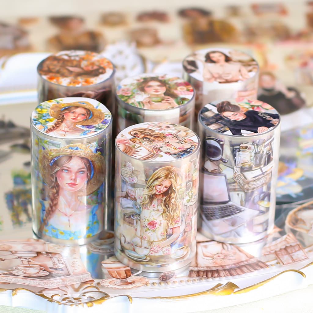 Journamm 60mm * 2m Lazer Menina Adesivos Lixo Diário Fita Adesiva PET Decorativa Scrapbooking Adesivo Estético
