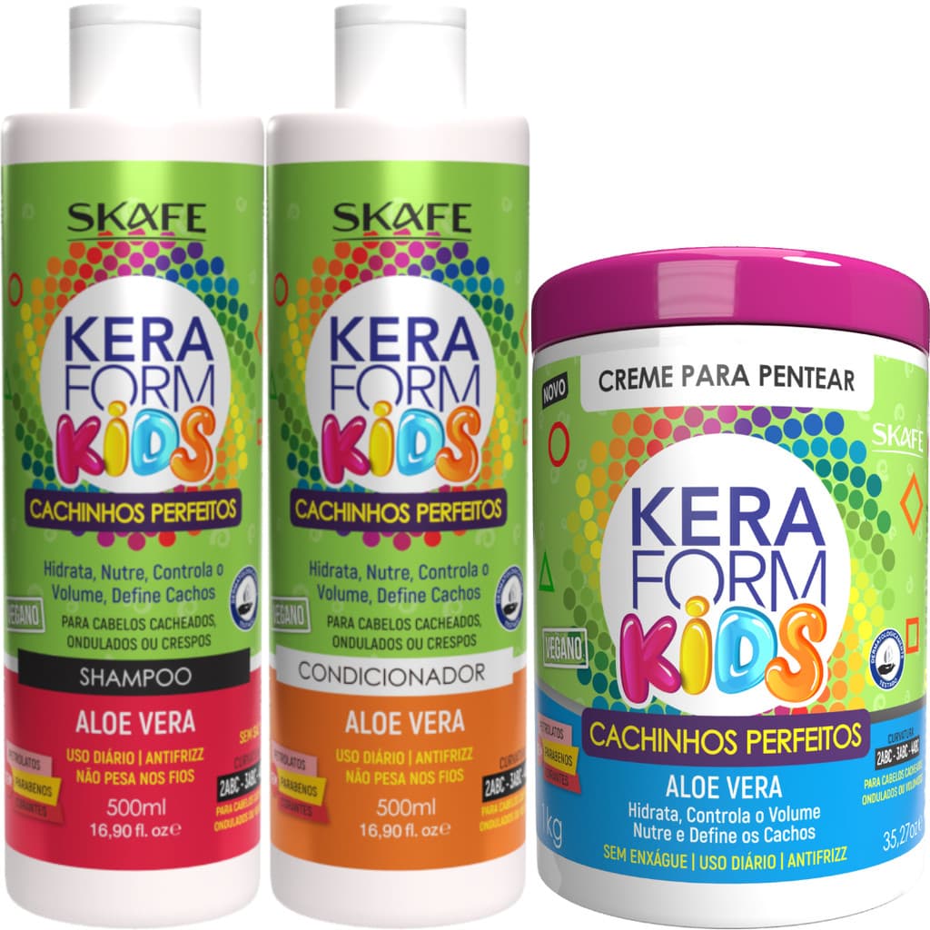 Kit Shampoo + Condicionador + Creme para Pentear Keraform Kids Cachinhos Perfeitos