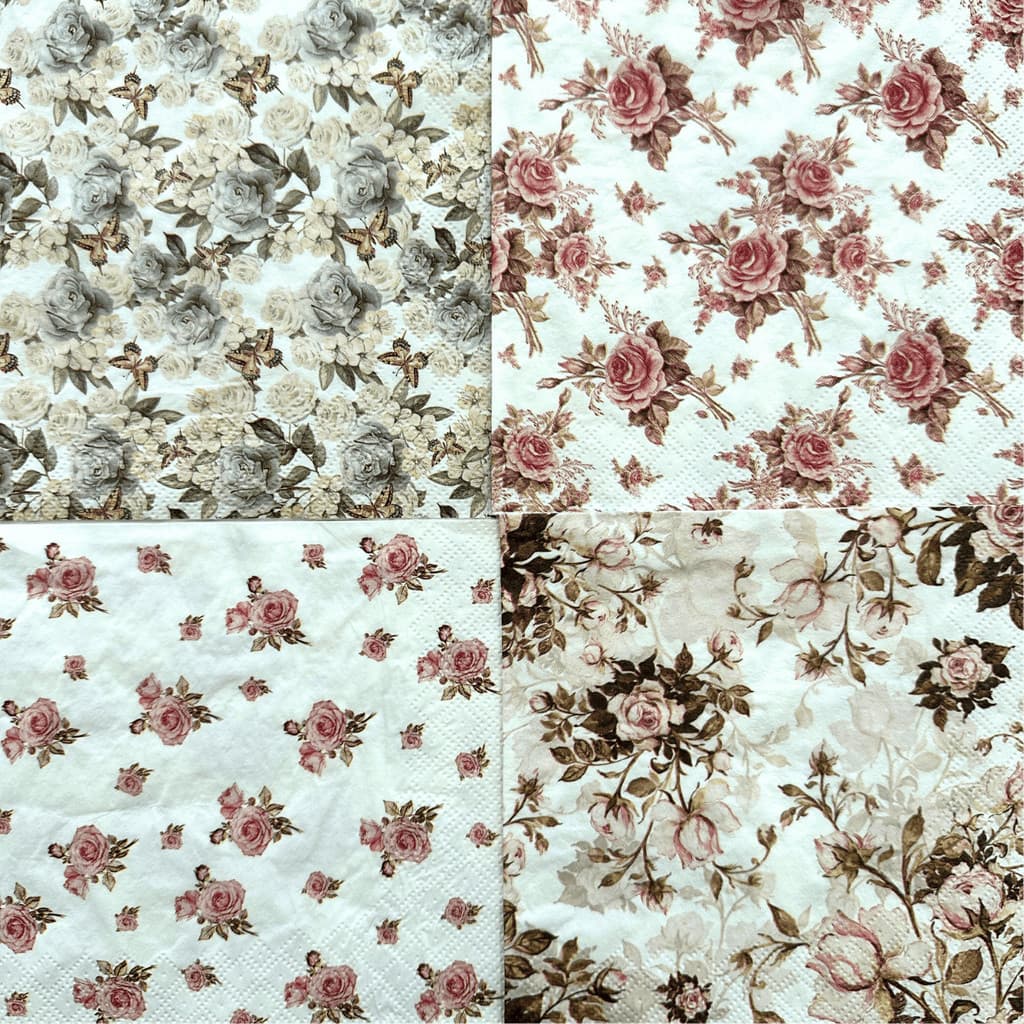 Kit 8 Guardanapos Floral para Decoupage e Artesanato