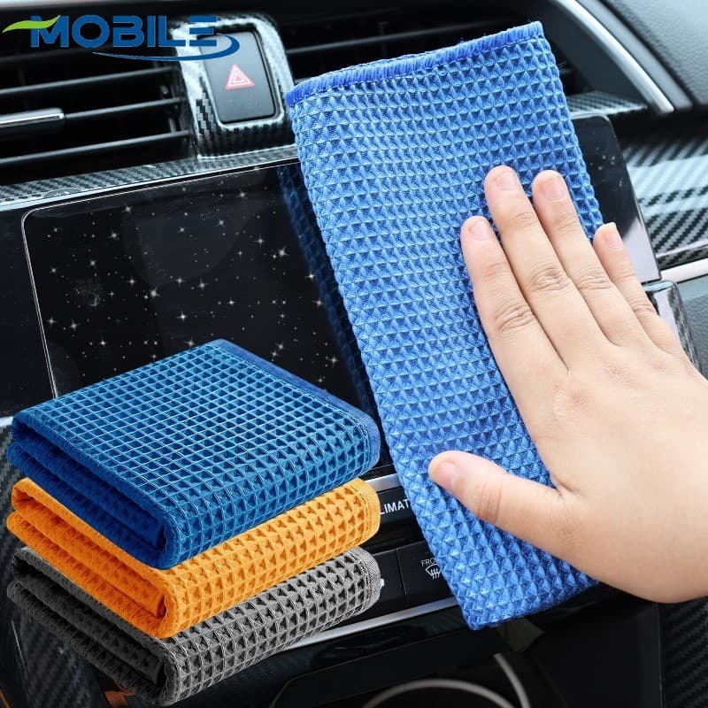Toalha De Detalhamento De Carro E Pano De Limpeza Doméstica | Tecido Waffle De Microfibra 38x38cm , 3 Opções De Cores (A