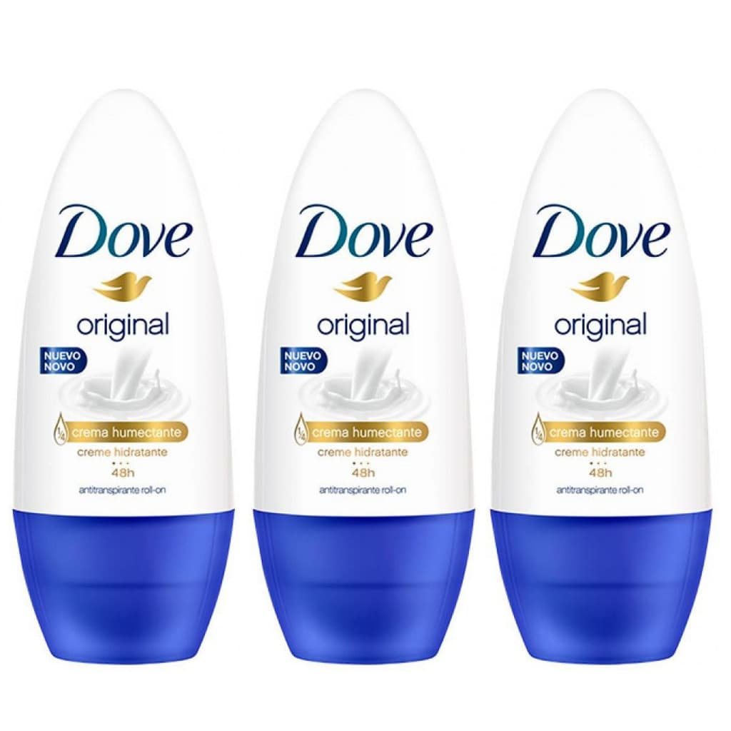 Kit com 03un Desodorante Roll On Dove Care Original 50ml