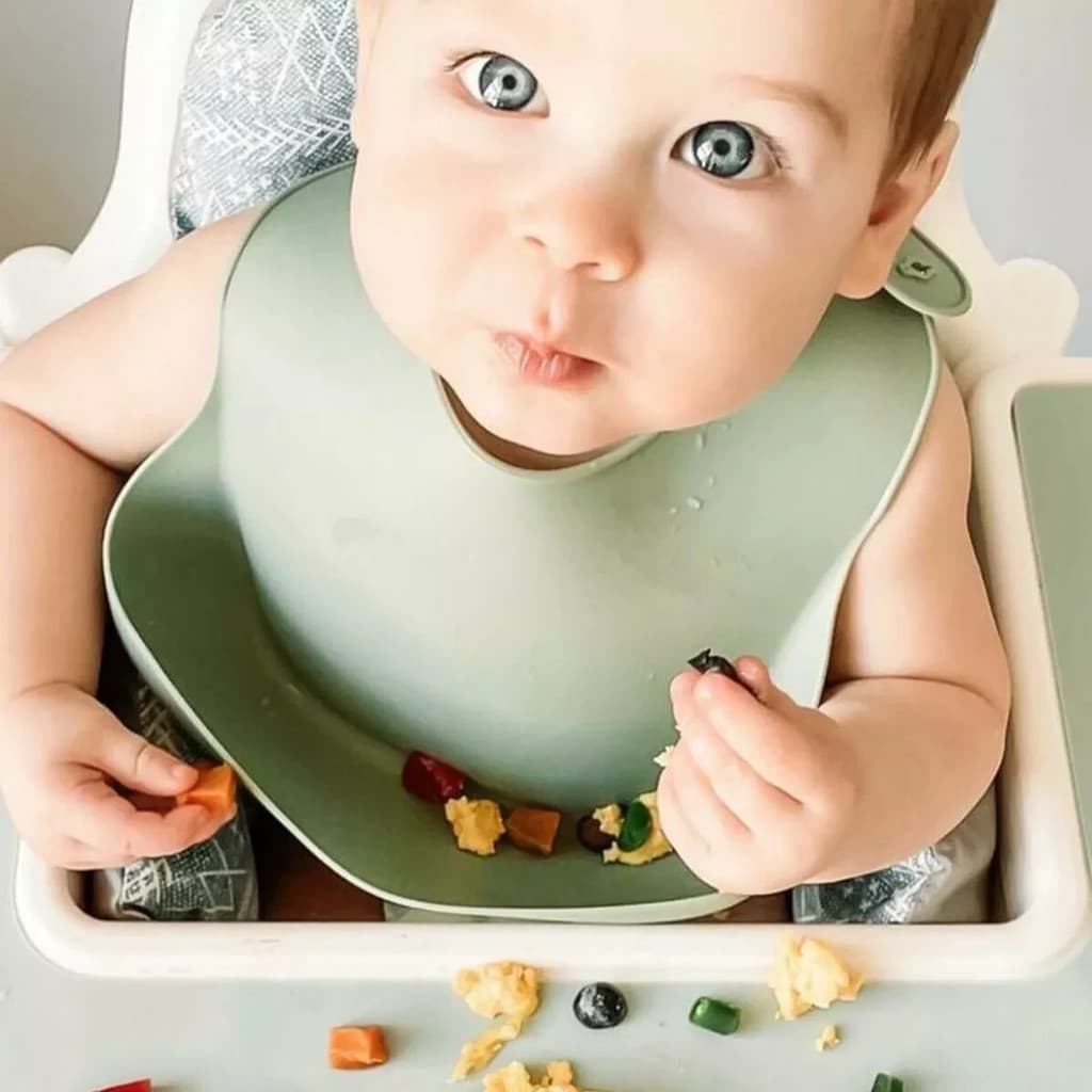 Babador Babete Silicone com Bolso pega Cata Migalhas Infantil Bebê Impermeável Ajustável