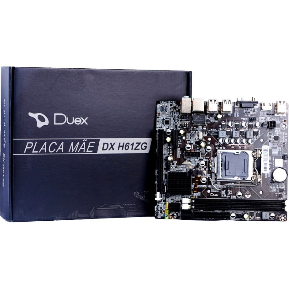  Placa Mãe DX H61ZG Box para Intel LGA 1155, DDR3 Duex