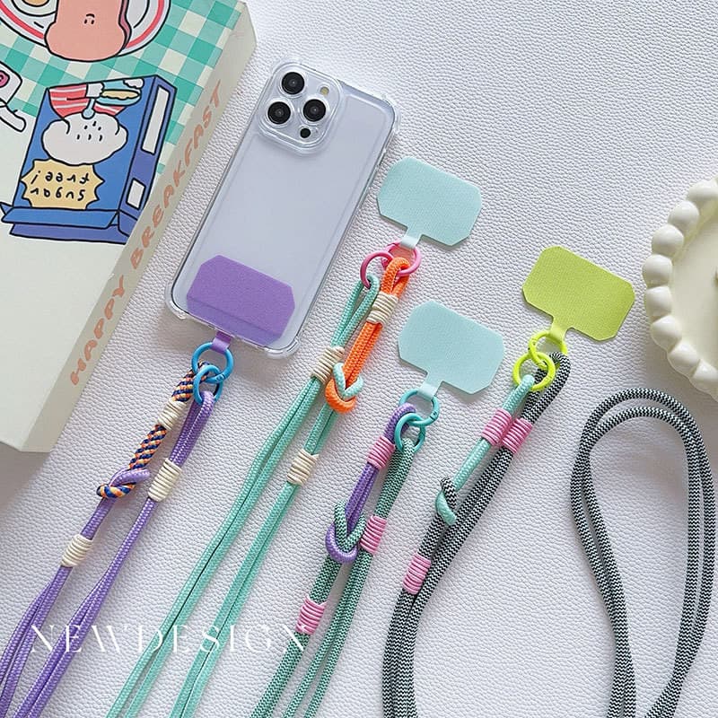 Cordão destacável de dupla utilização para celular, costura dupla, Crossbody, corda longa, alça externa, Anti-perda, cli