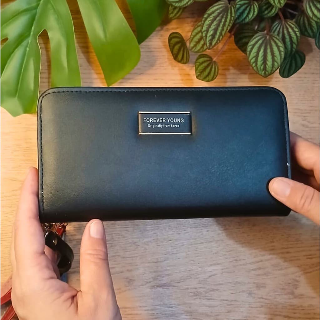 Carteira Longa Feminina de Couro PU com Zíper | Porta Cartões, Celular e Moedas HX7505