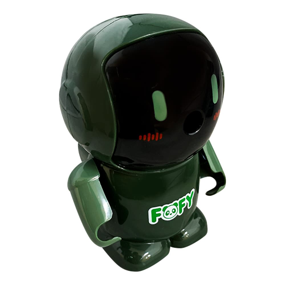 Apontador Robô Fofy Manivela Coletor 3d Papelaria Ff4002 Cor Verde-Escuro
